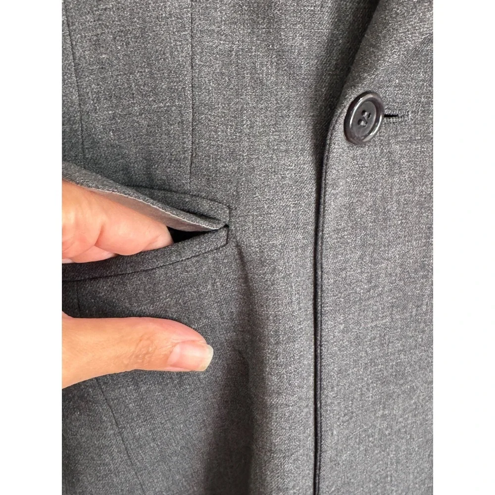 Rare 90s ESCADA by Margaretha Ley Grey Virgin Wool Blazer Made in Germany Sz 36